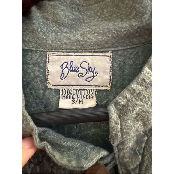 Vintage Blur Sky | Vest | Women’s Blue Quilted Made in India Button Up. - Picture 2 of 3